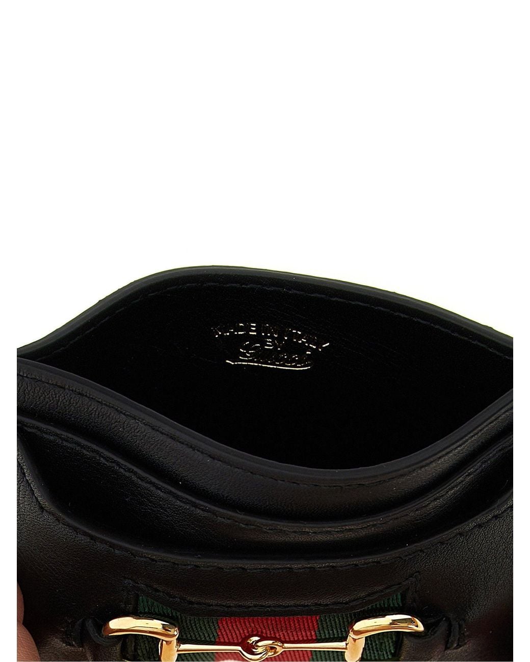 Gucci Black Web Striped Leather Card Case