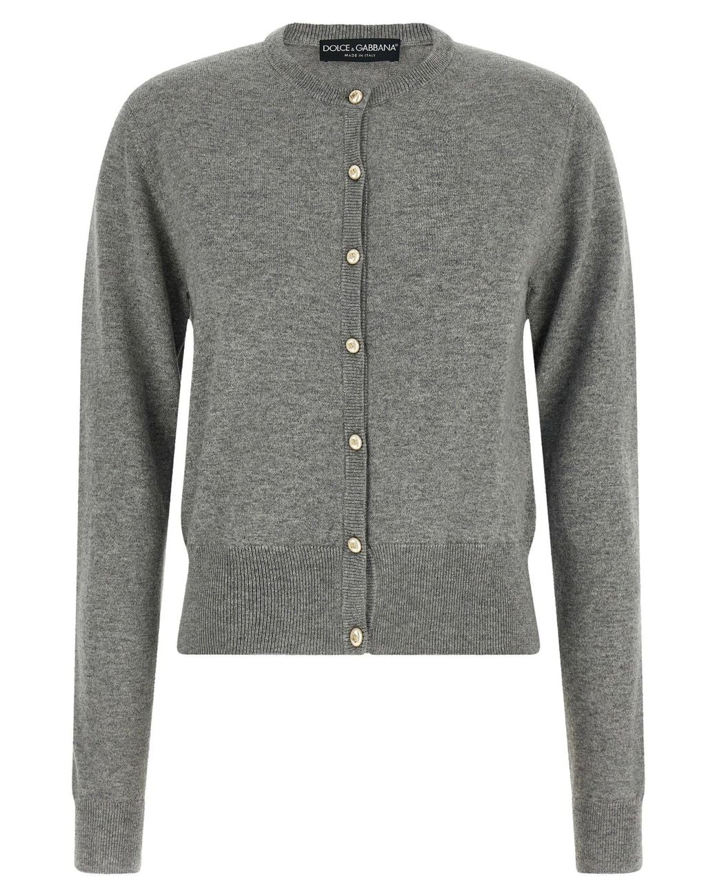 Dolce & Gabbana Gray Dolce & Gabbana Logo-Button Cashmere Cardigan