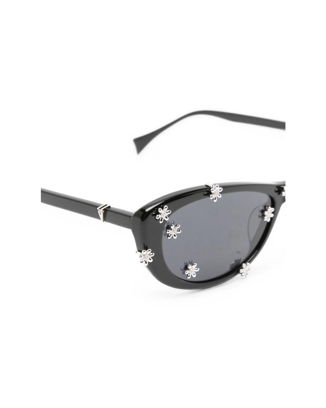YVMIN Gray Flower-Embellished Cat-Eye Sunglasses