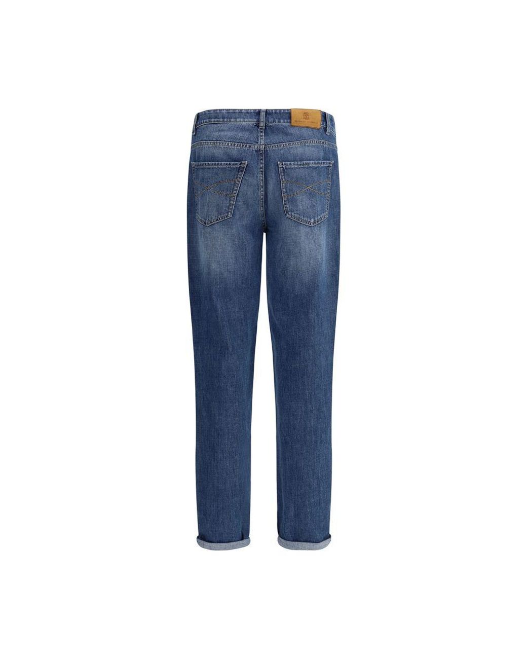 Brunello Cucinelli Blue Cuffed Jeans for men