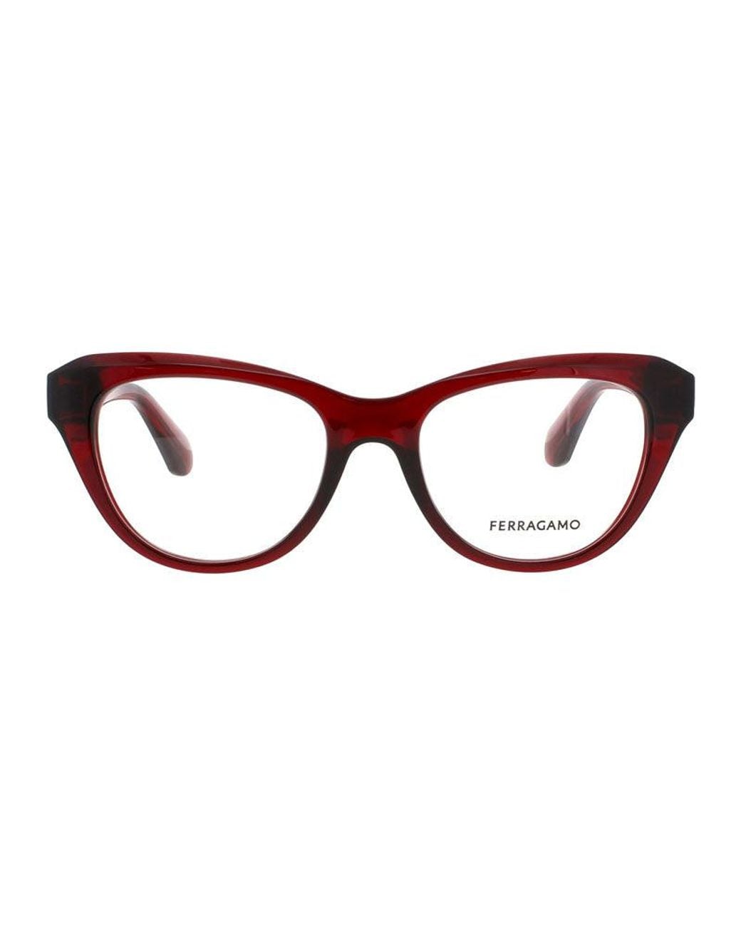 Ferragamo Brown Salvatore Eyeglasses Cat Eye Full Rim, Transparent Frame And Clear Demo Lenses Lens Sf2989616