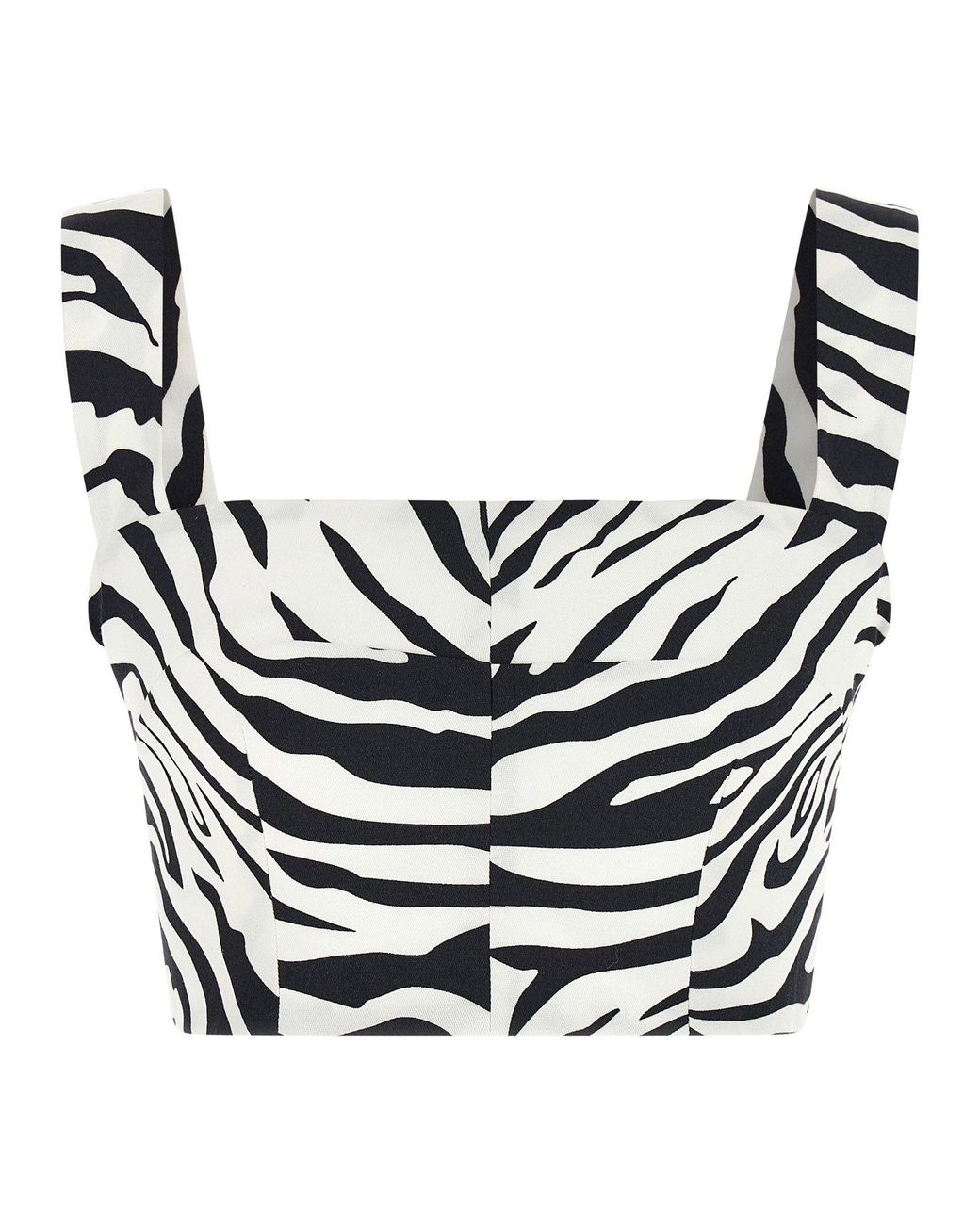 Dolce & Gabbana Black Dolce & Gabbana Zebra-Print Bustier Bodysuit