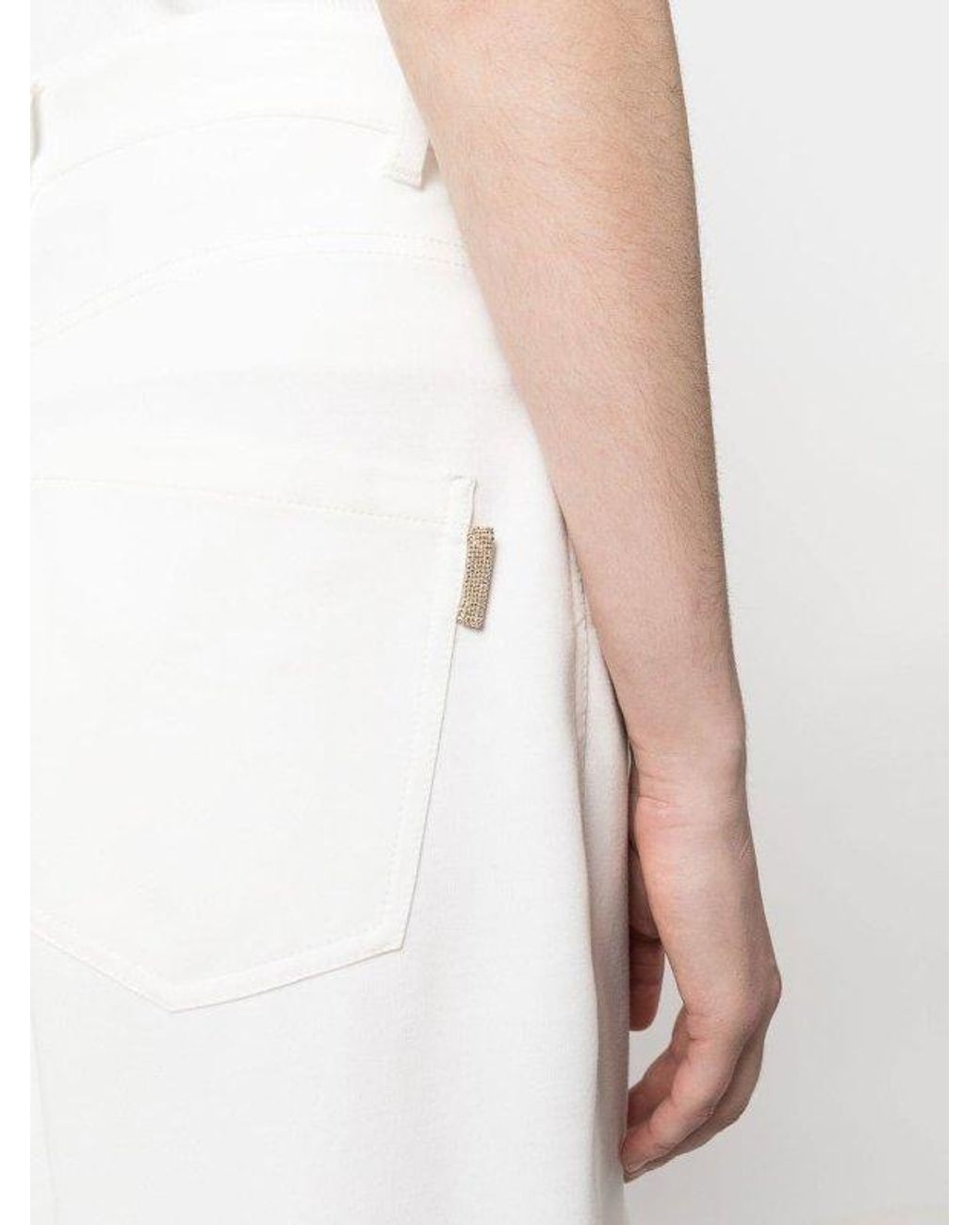 Brunello Cucinelli White Naturale Cotton Relaxed Fit Trousers