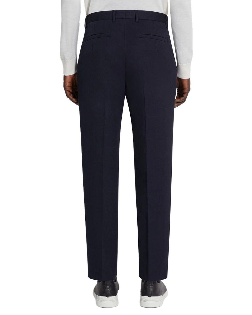 Zegna Blue Cotton And Linen Trousers for men