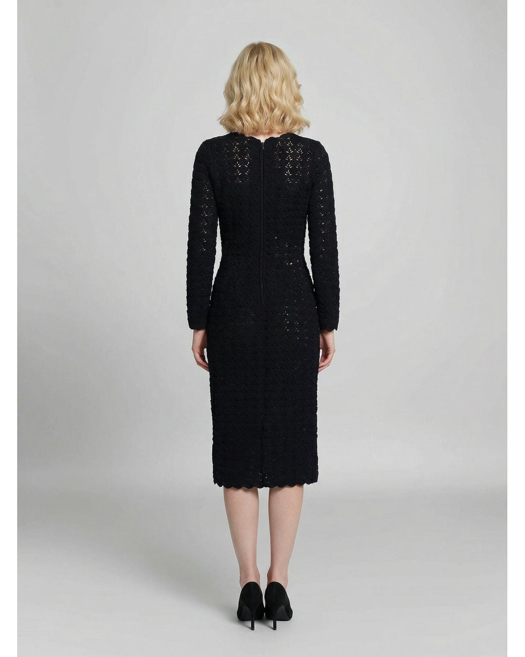 Dolce & Gabbana Black Dolce & Gabbana Scalloped-Hem Knit Dress