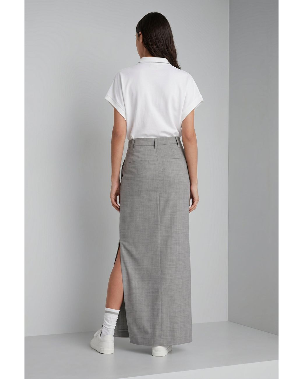 Brunello Cucinelli Gray Light Wool Skirt