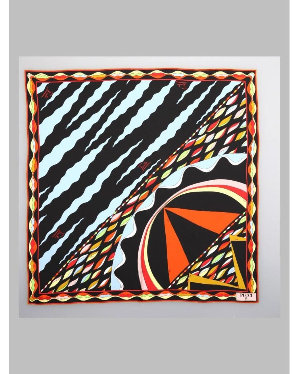 Emilio Pucci Black Printed Silk Scarf Scarfs