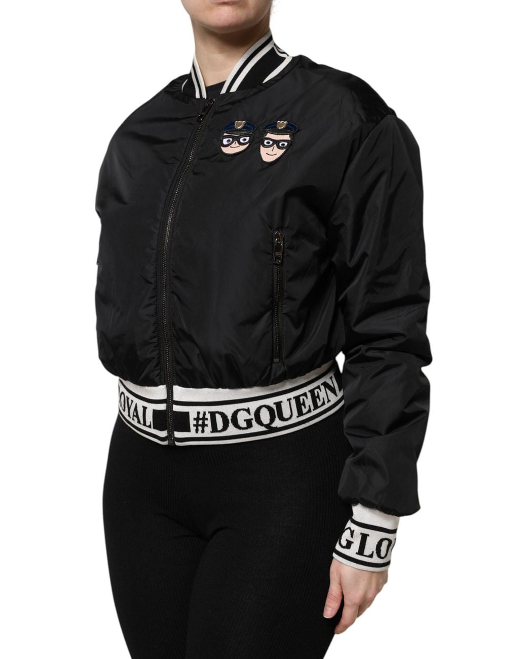 Dolce & Gabbana Black Nylon #Dgfamily Full Zip Bomber Jacket Clothing