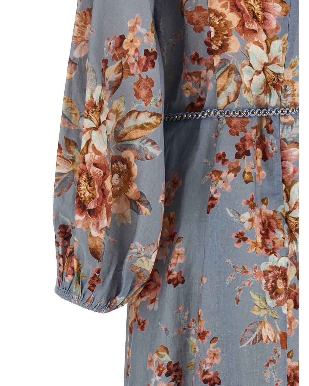 Zimmermann Blue Floral Print Linen Dress