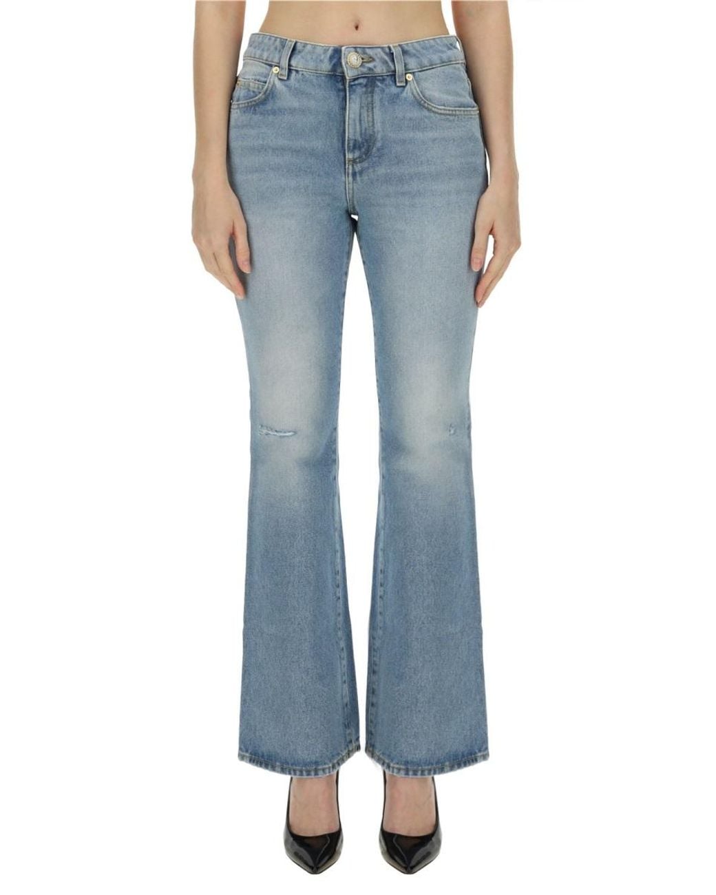 Balmain Blue Flare Fit Jeans Cotton