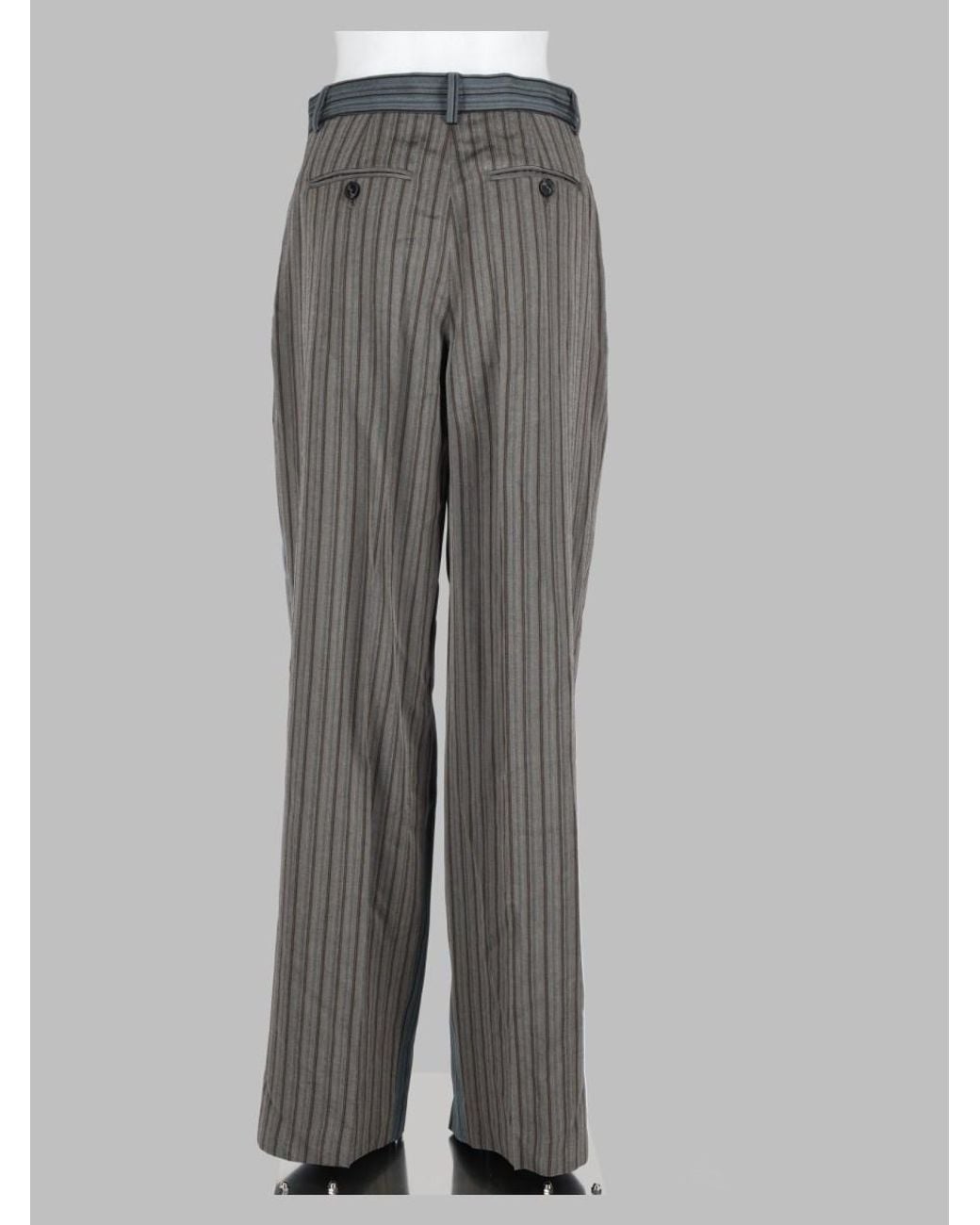 Paul Smith Gray Wide-Leg Striped Trousers Viscose