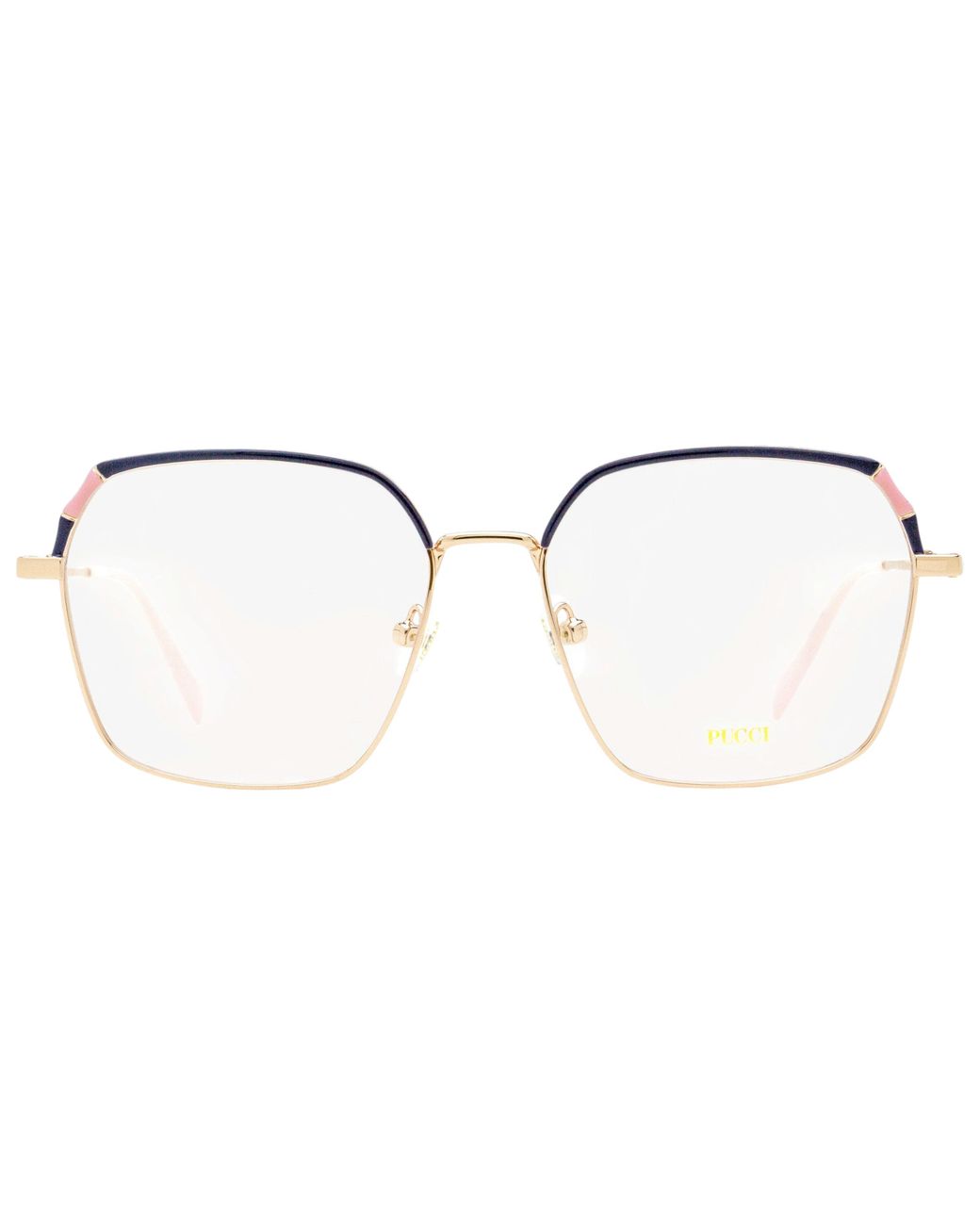Emilio Pucci Black Pucci Slim Square Eyeglasses Ep5210 028-Rose 54Mm Metal/Plastic (Acetate)