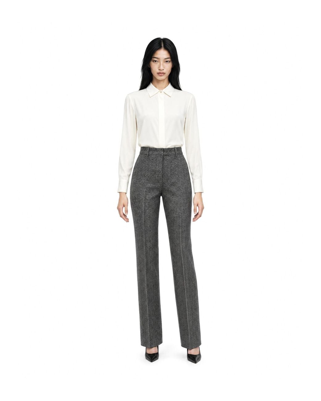 Max Mara Gray Straight Trousers Edicola Resca Knit