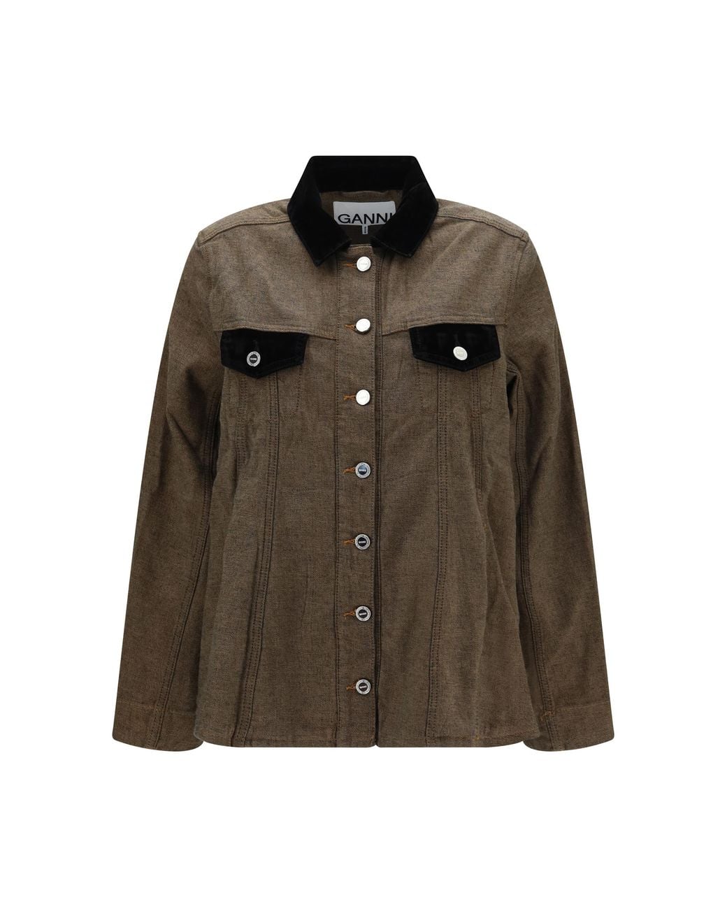 Ganni Brown Neppy Denim Overshirt Cotton; Elastane; True Hemp Shirt