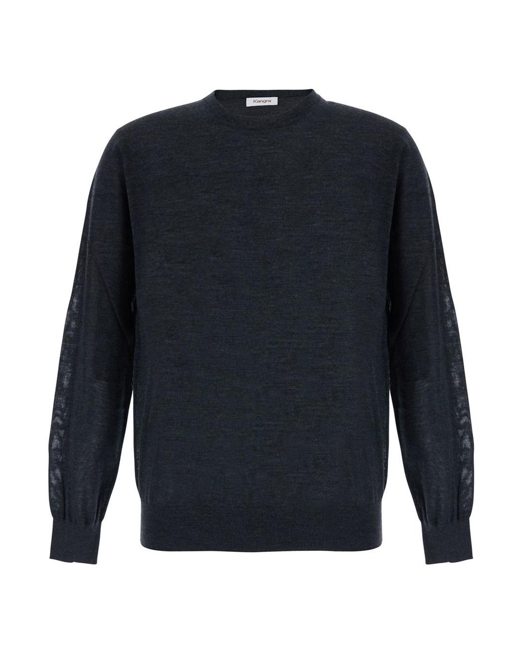Kangra Blue Crew Neck Ml F.18Gg Merino Sweater Extrafine Wool Tops for men