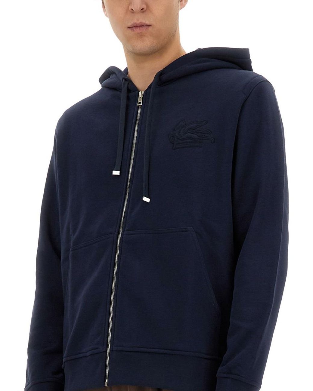 Etro Blue Hoodie Cotton Sweatshirts for men