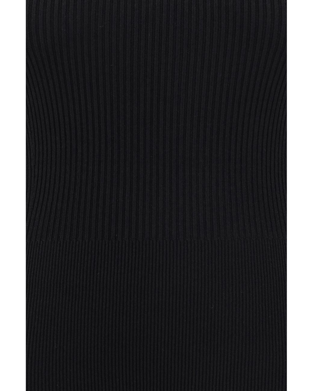 Alaïa Black Bodysuit Ribbed Viscose Tops
