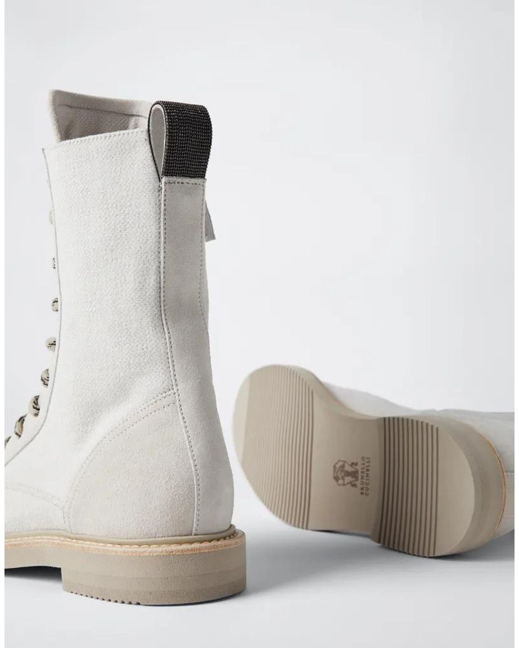 Brunello Cucinelli Multicolor Light Canvas Combat Boots