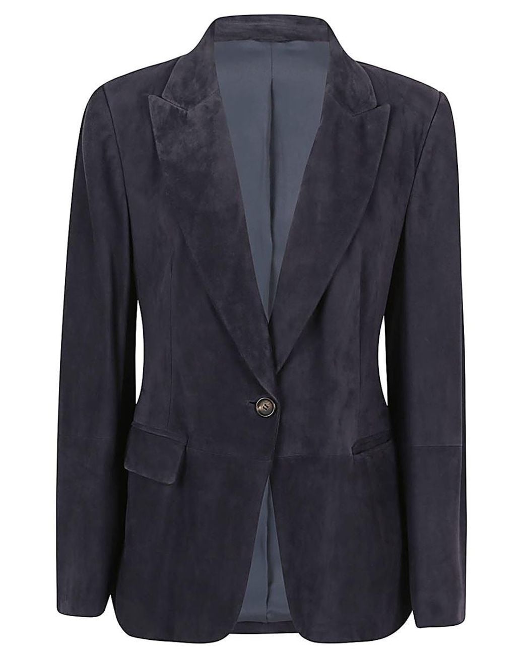 Brunello Cucinelli Blue Night Sky Suede Single Button Jacket Clothing