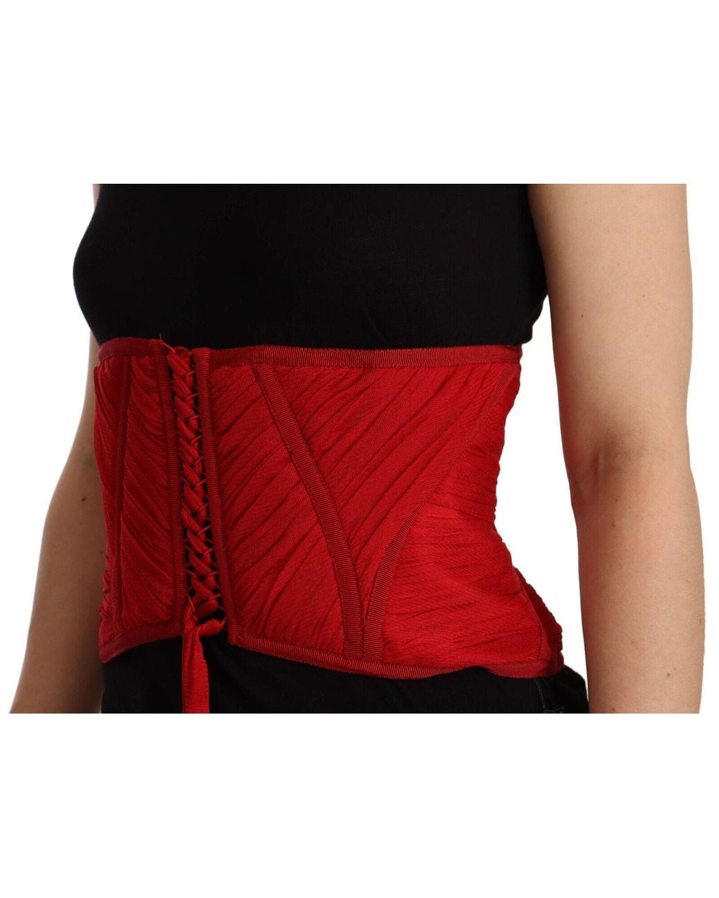 Dolce & Gabbana Red Elegant Silk Corset Belt Top