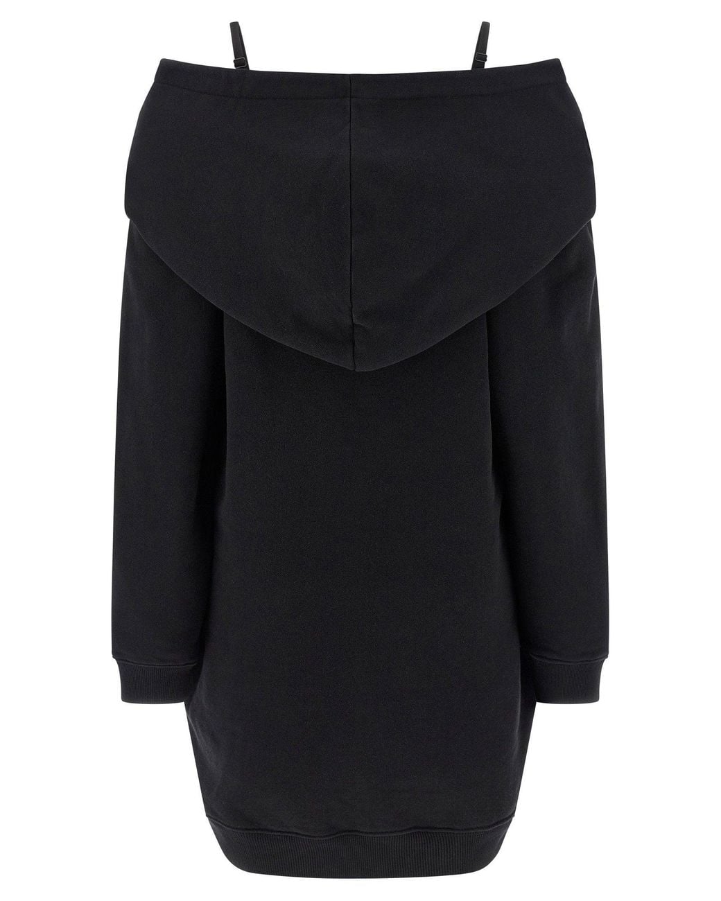 MM6 by Maison Margiela Black Off-Shoulder Hooded Dress