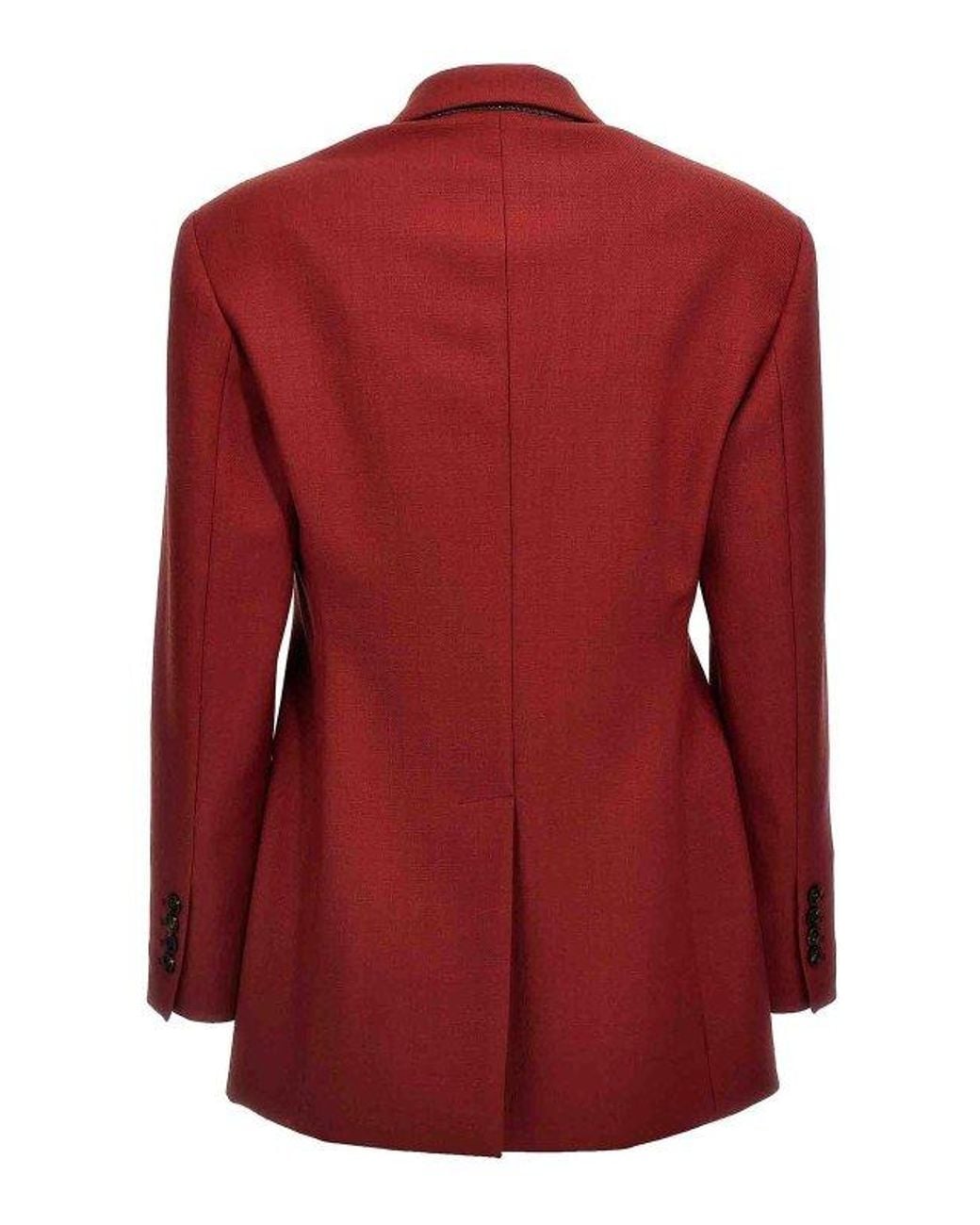 Brunello Cucinelli Red Multicolor Wool Coat