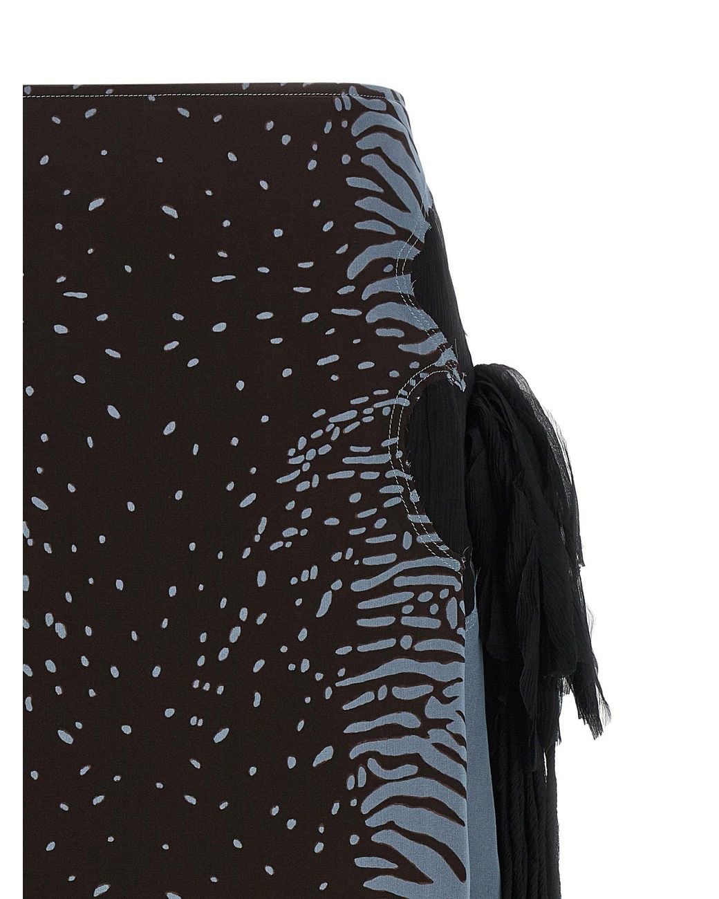 Ferragamo Black Animal Print Silk Georgette Skirt
