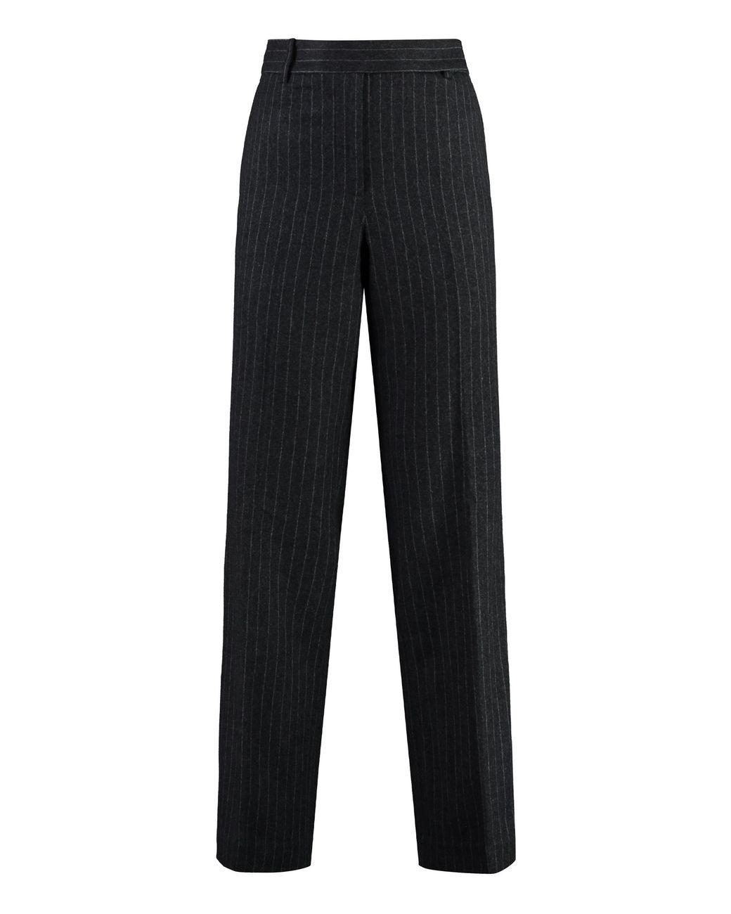 MICHAEL Michael Kors Black Pinstriped Wool Trousers Straight