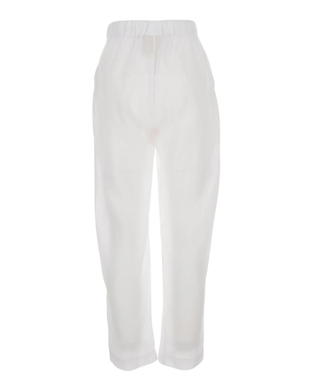 Semicouture White Pants With Elastic Drawstring Waist