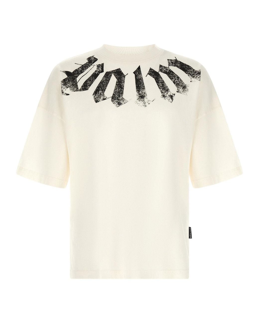 Palm Angels White Gothic Logo Print T-Shirt for men