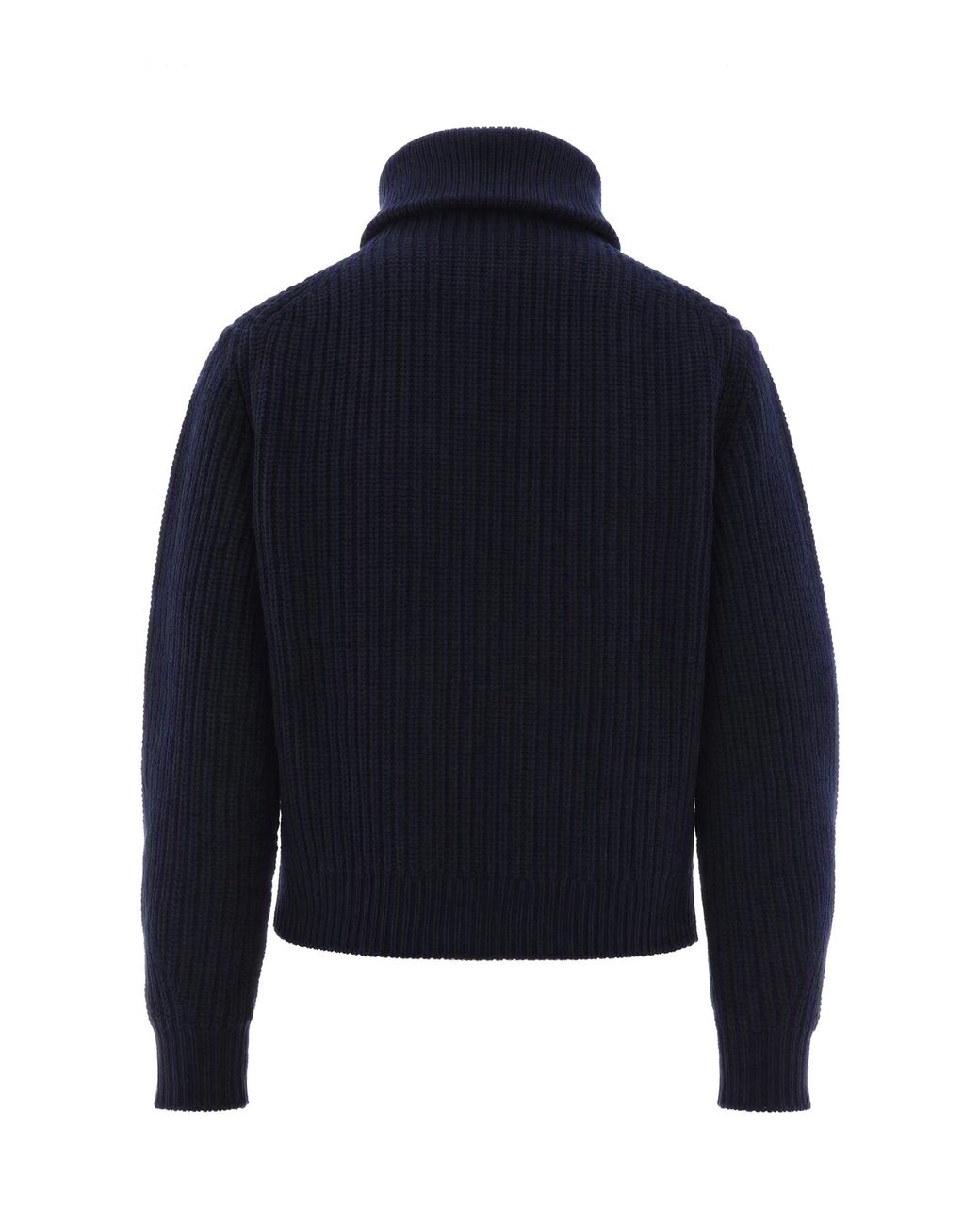 Weekend by Maxmara Blue Half-Zip Ribbed Virgin Wool Sweater Tops