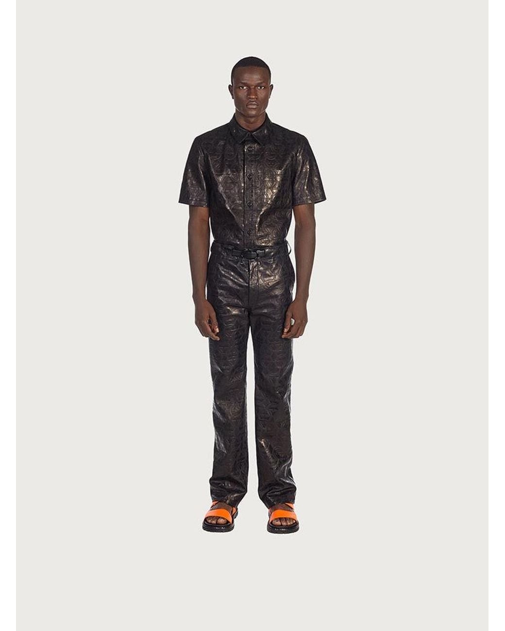 Ferragamo Black Leather-Jacket Clothing for men