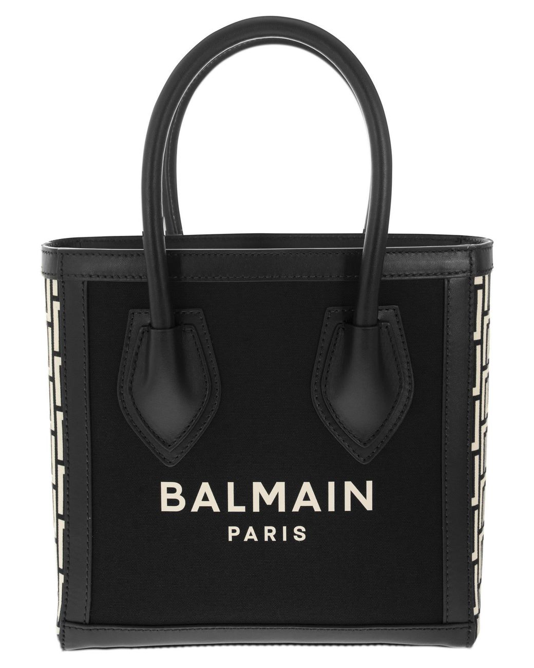 Balmain B-army Canvas Shopper With Leather Inserts in Black | Lyst