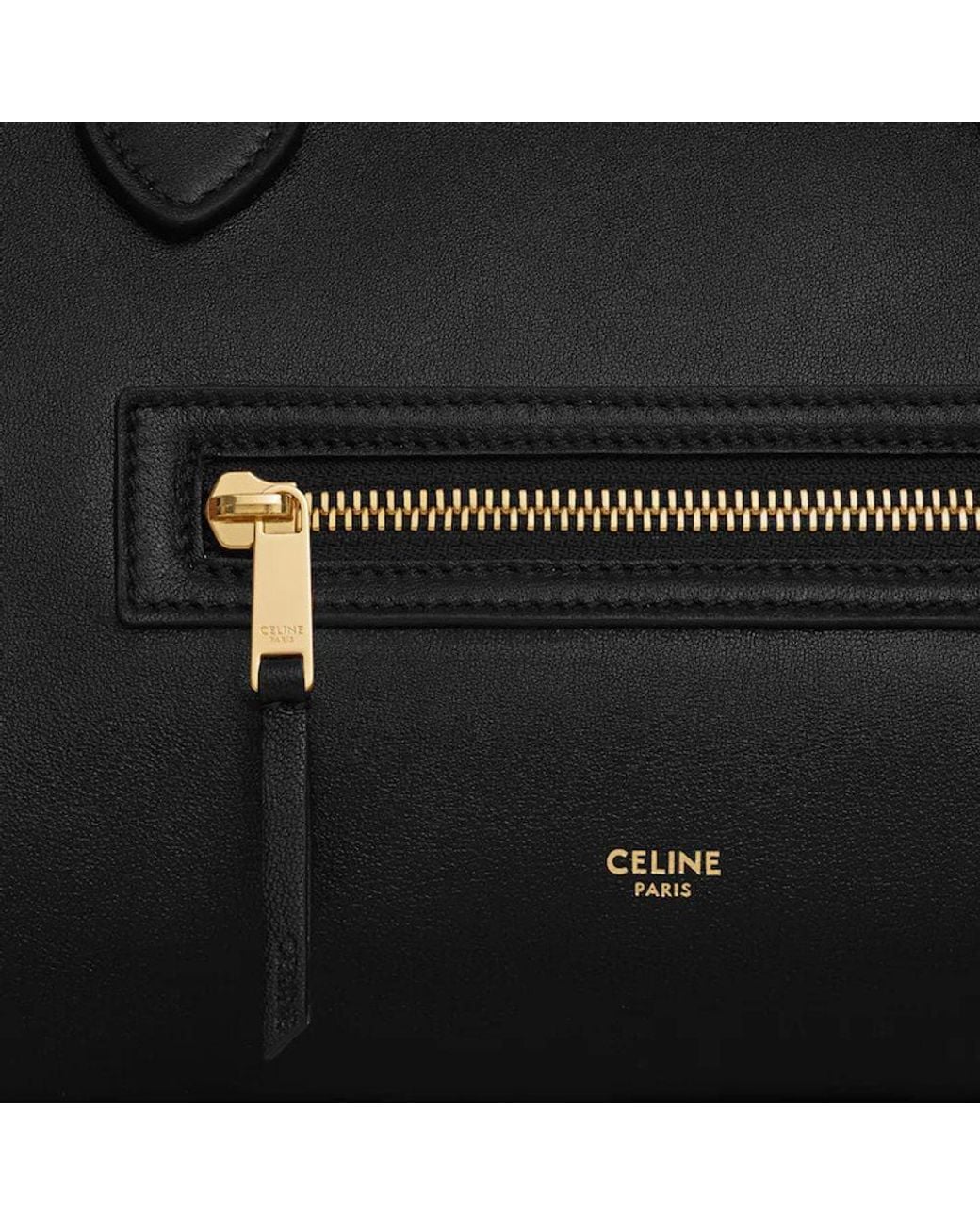 Céline Black Celine Structured Leather Trapezoid Top Handle Bag