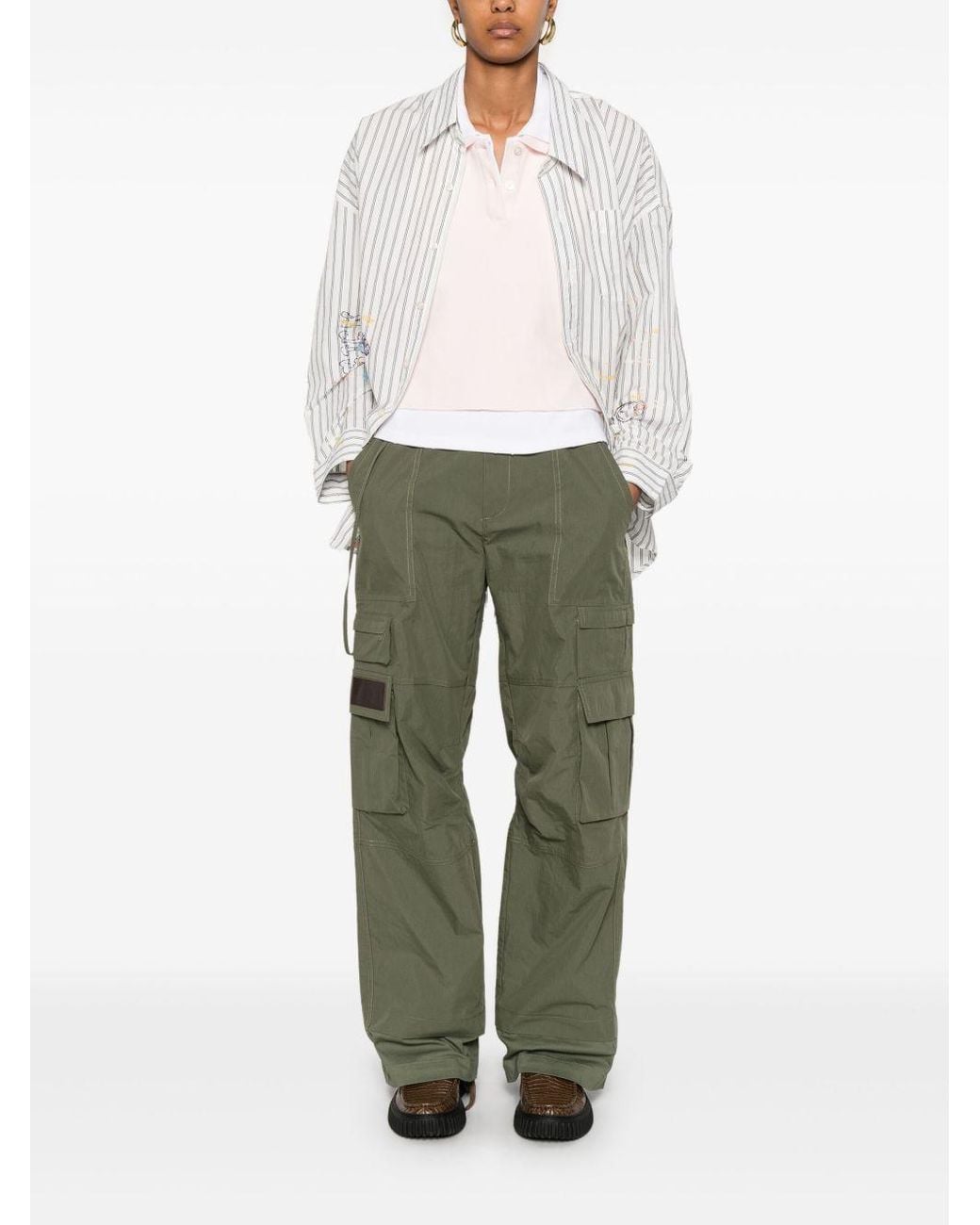 Carrera Green Cotton-Blend Cobalt Cargo Trousers With A Logo Label On The Pocket for men