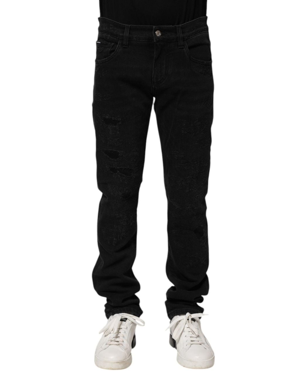 Dolce & Gabbana Black Cotton Skinny Denim Jeans for men