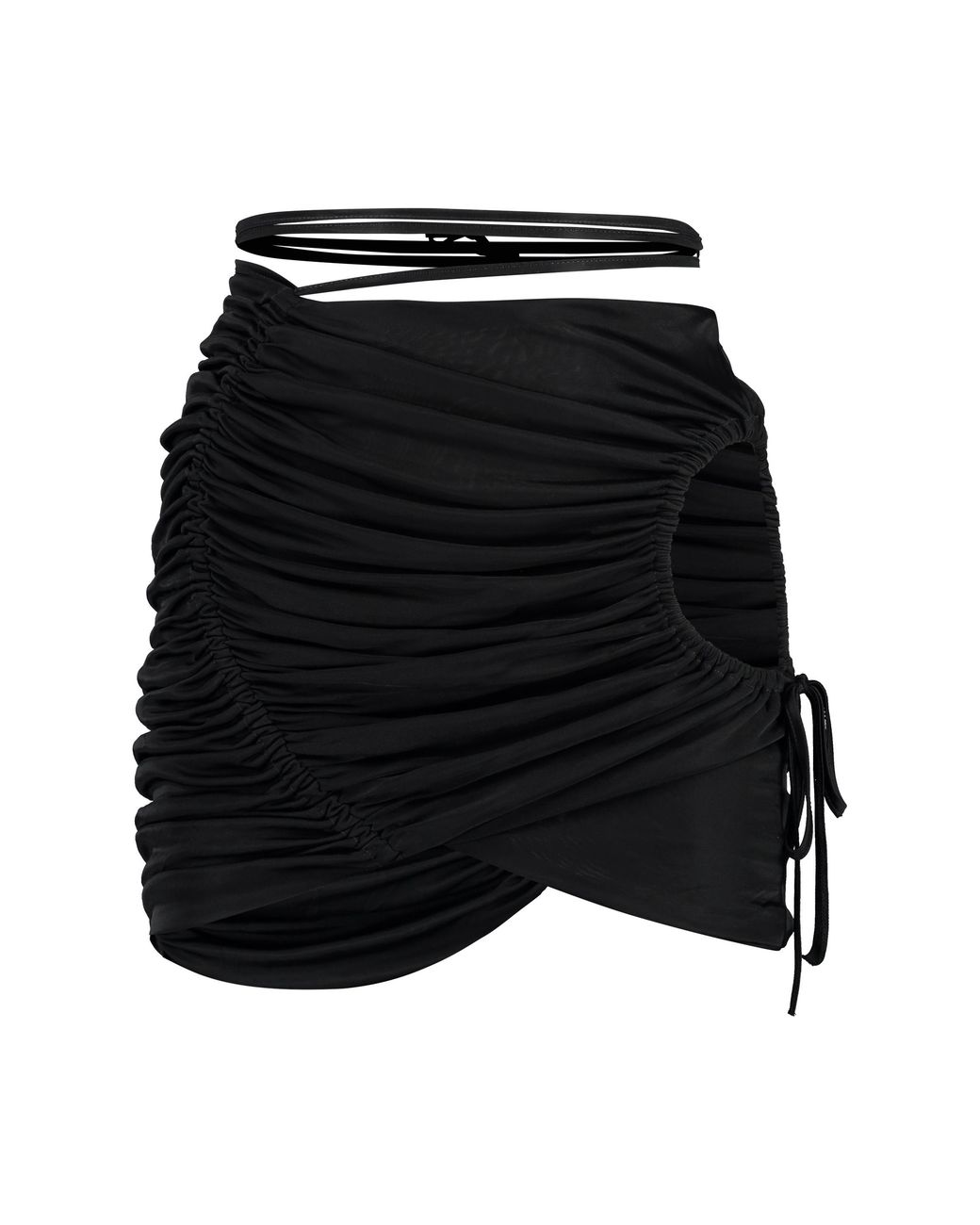 ANDREADAMO Black Draped Skirt With Adjustable Straps Viscose
