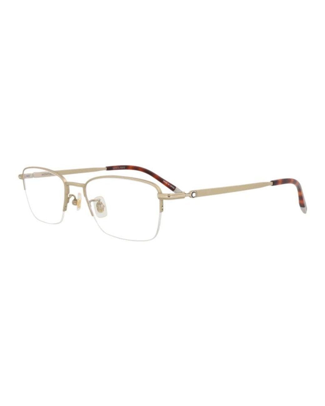 Montblanc Metallic Eyeglasses Rectangle Semi Rim, Frame And Clear Demo Lenses Lens Mb0133O003 Sunglasses for men