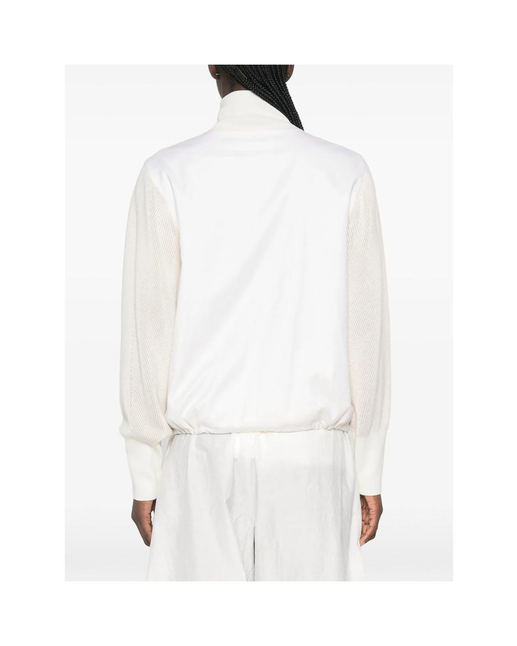Fabiana Filippi White Ribbed-Knit Panelled Jacket
