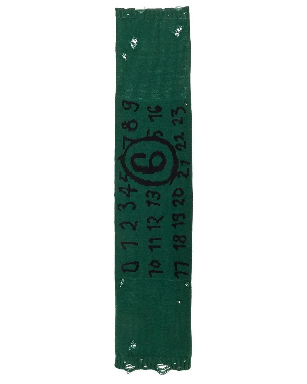 MM6 by Maison Margiela Green Virgin Wool Scarf Cotton