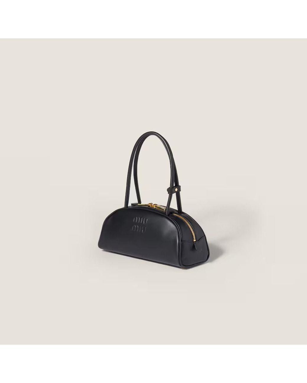 Miu Miu Black Miu Miu Embossed Logo Top Handle Bag