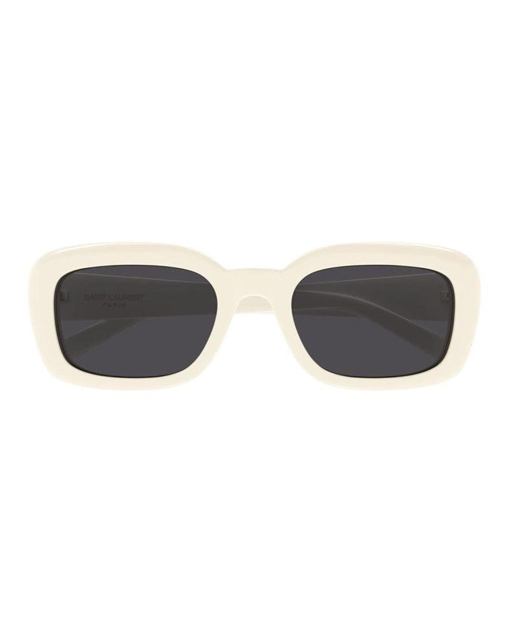 Saint Laurent White Sunglasses Rectangle Full Rim, Frame And Lens Slm130007
