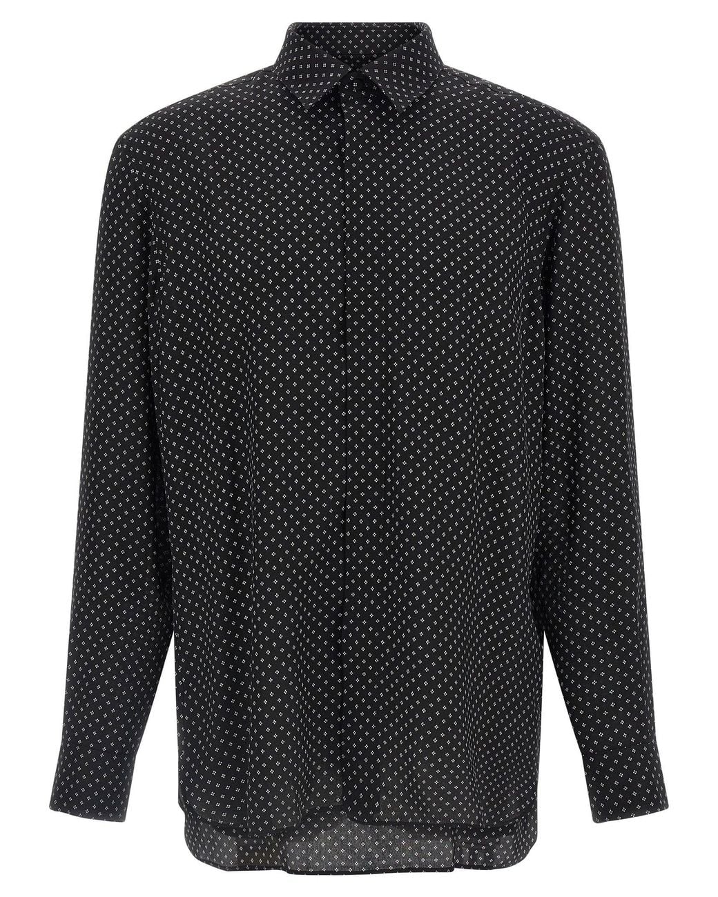 Tom Ford Blue Micro-Print Silk Crepe Shirt for men
