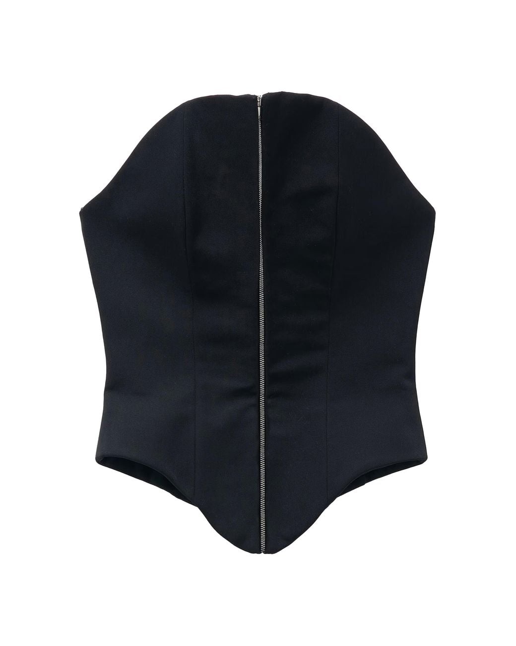 McQueen Black Wool Corset With Zip Merino Top