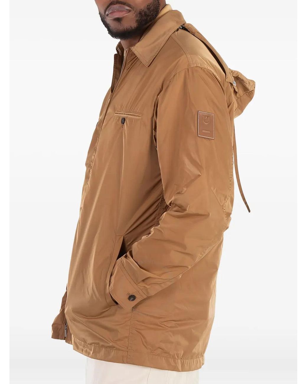 Ferragamo Brown Zip Hooded Jacket for men
