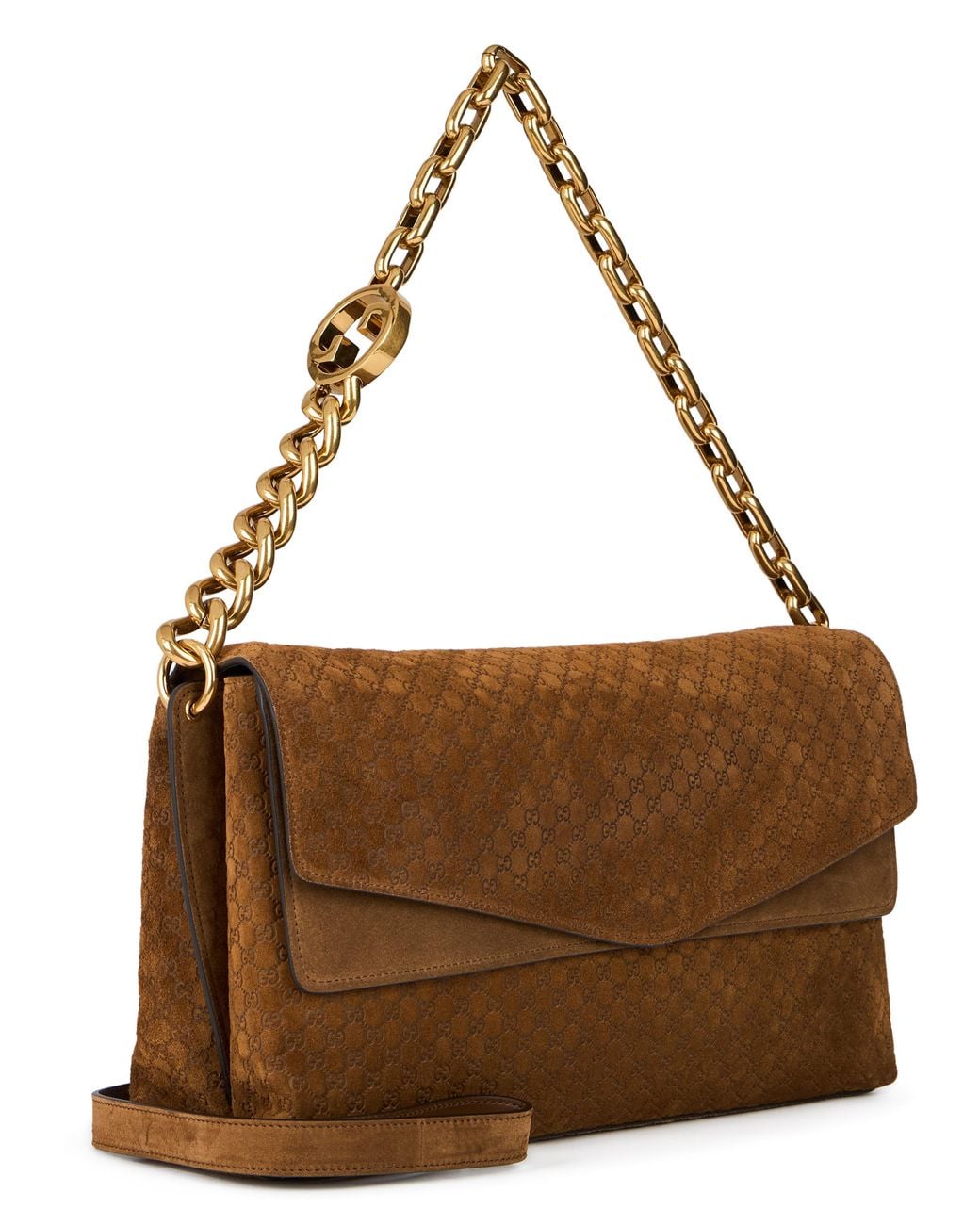 Gucci Brown Shoulder Bag Suede Calfskin Handbags