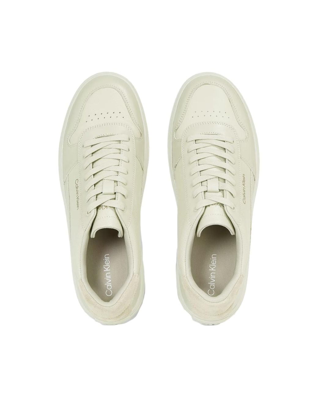Calvin Klein White Low Top Lace Up Bskt Sneakers for men