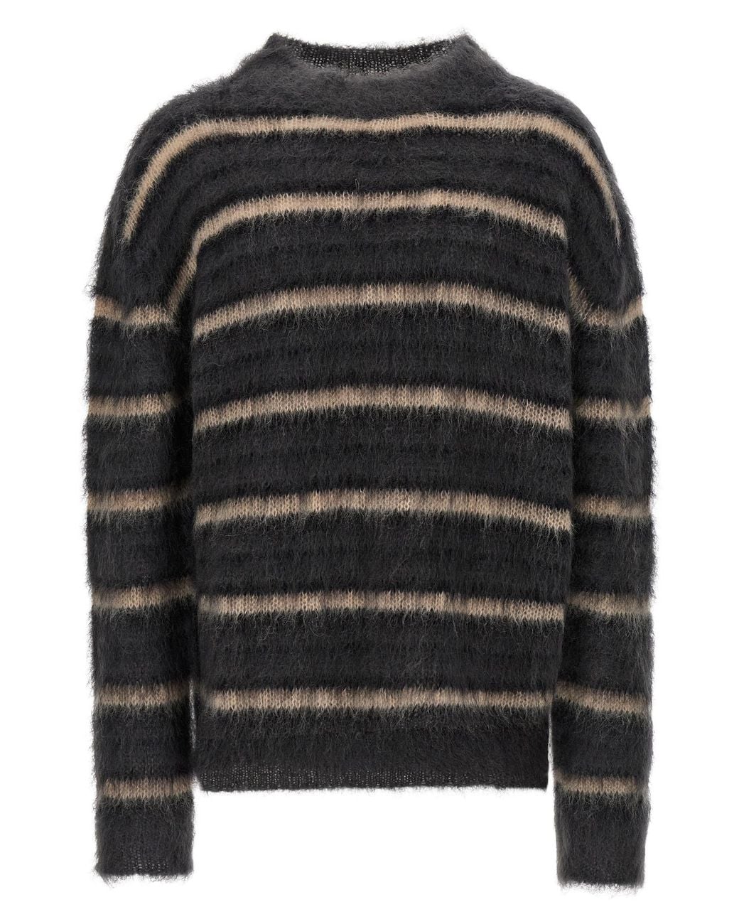 Marni Black Brushed Mohair Sweater With Gauze Stripe Pattern for men