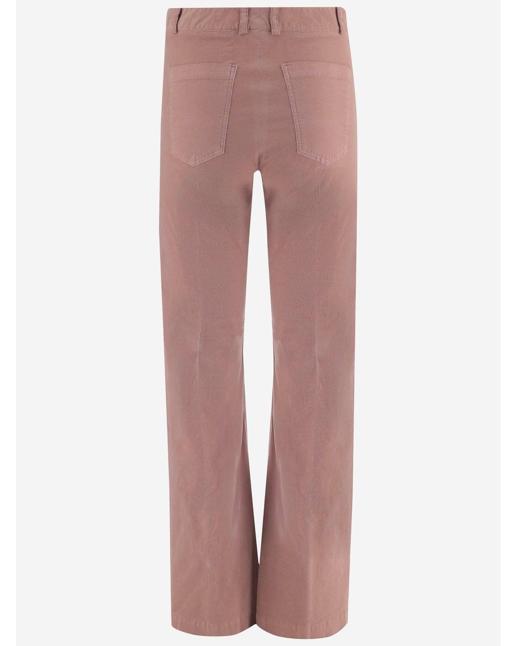 Ql2 Pink Stretch Cotton Velvet Trousers