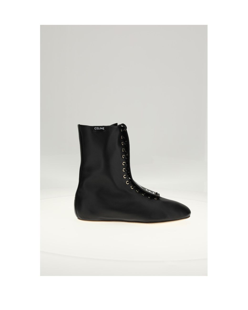 Céline White Lace-Up Boot 05 Upper: Lambskin (Ovis Aries)